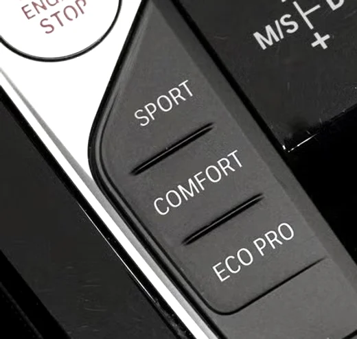BMW sürüş modu düğmeleri — SPORT, COMFORT, ECO PRO